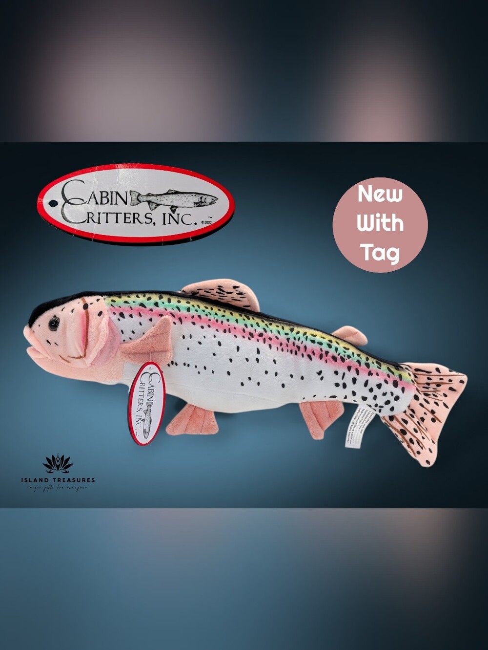 NWT Cabin Critter Rainbow Trout 17" Plush Fish Lodge Decor Fly Fishing Gift